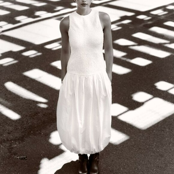 ZARA 100% COTTON POPLIN BALLOON DRESS Size XS New with Tags! - Picture 2 of 9